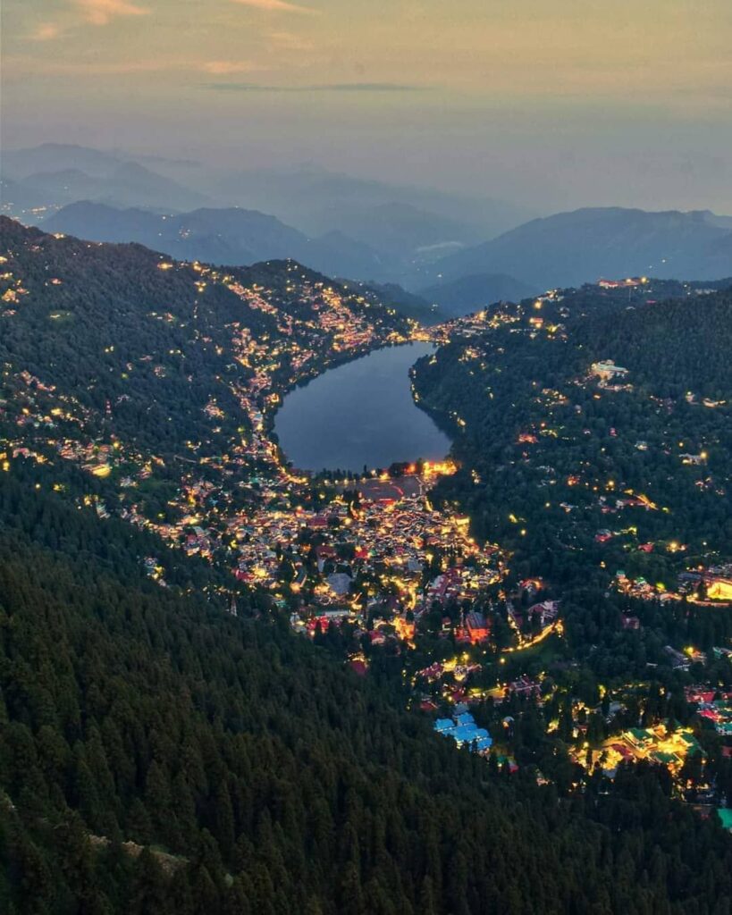 Night view of beautiful nainital