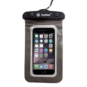 BOBO Universal Waterproof Pouch (Big Size) for smartphones, designed to protect devices from water, dirt, and dust. Transparent, touch-sensitive window allows easy use while keeping your phone dry during outdoor activities.