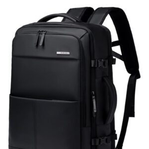 Black GOLDEN WOLF 30L Travel Backpack for men, featuring a sleek design with water-resistant material, a dedicated laptop compartment, and a spacious clothing pocket. Perfect for office, weekend travel, and everyday use.